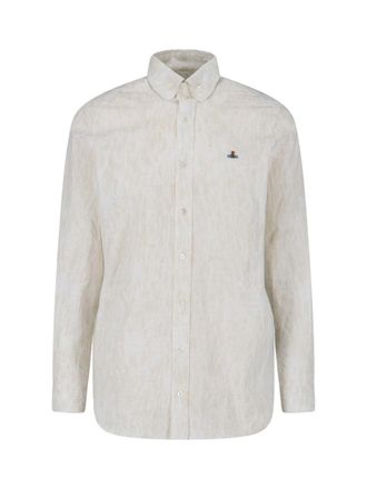 Vivienne Westwood White Orb Cotton Blend Casual Shirt