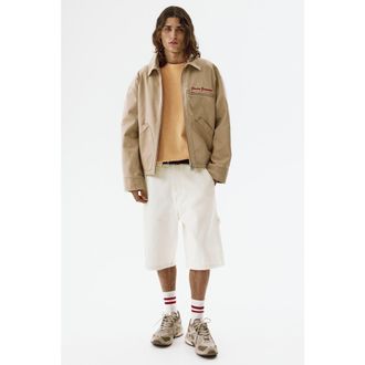 H&M Oversized Fit Carpenter Shorts in Cream at Nordstrom, Size 28