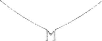 House of Brilliance 10K White Gold Diamond Accent A-Z Block Initial Pendant Necklace in White Gold | M at Nordstrom