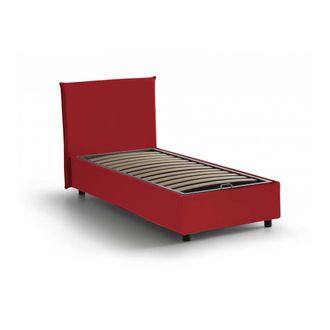 Dmora Cama Individual Dapuzz, Cama Contenedor Con Revestimiento De Tela, 100% Made In Italy, Apertura Frontal, Adecuado Para Colch&oacute;n Cm 80x190, Rojo - Dmora