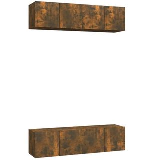 Berkfield Home Wall TV Cabinets 4 pcs Smoked Oak 60x30x30 cm Engineered Wood in Brown | Size: 60 x 30 x 30 cm