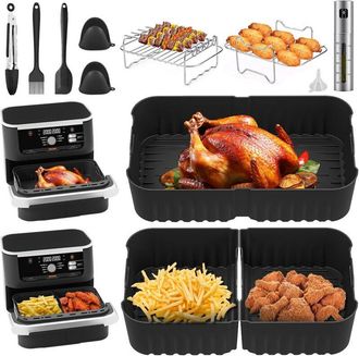 OEM 16 Piezas De Accesorios Para Freidora De Aire Ninja Foodi Flexdrawer Af500eu De 10,4 L, Plato De Accesorios Para Freidora De Aire Ninja Foodi Af500eu 