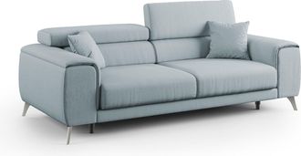 Divani.Store Fusion Sof&aacute; Con Asientos Deslizantes En Tela Suave Antimanchas 185 Cm Azul Claro