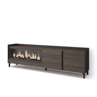 Skraut Home Skraut Home - Mueble Tv, Televisi&oacute;n, Muebles De Sal&oacute;n, Almacenaje, 212x35x61cm, Para Tv Hasta 80, Chimenea El&eacute;ctrica Xxl, Dise&ntilde;o Industrial, Estilo Mo