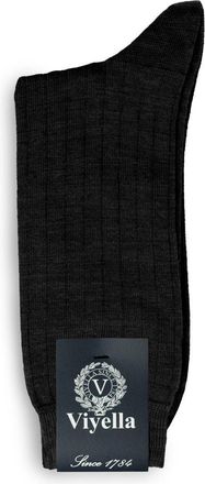 Viyella Mens Wool Short Ribbed Sock, Grey, 6-11