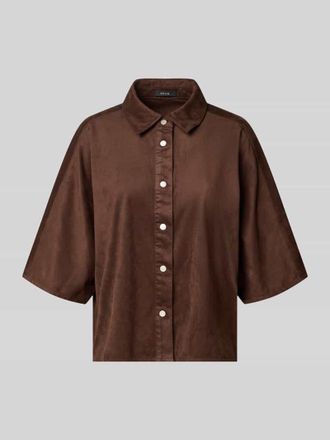 OPUS Boxy Fit Bluse mit 1/2-Arm Modell Fermes in Dunkelbraun, Gr&ouml;&szlig;e L