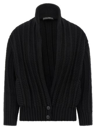 Dolce & Gabbana Womens Coarse Wool Cardigan