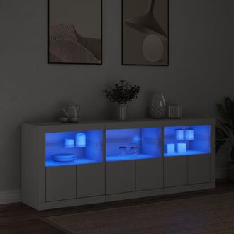 vidaXL Aparador Con Luces Led Blanco 181,5x37x67 Cm Vidaxl