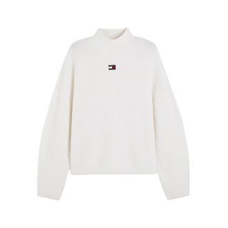 Tommy Jeans Badge Mockneck Sweater - Dames - Truien - Wit - Maat: M Wol