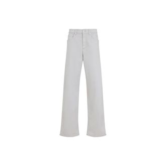 Brunello Cucinelli Brunello Cucinelli, Wide Jeans, female, White, Size: M Wide Leg Cotton Blend Pants