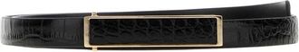 Tom Ford Gegrond Zacht Geprint Croco Riem - Dames - Riemen - Zwart - 80 CM - Leer - Accessoires