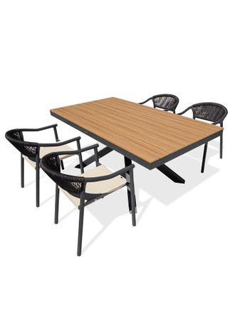 DCB Garden Lamu - Conjunto De Comedor De Jard&iacute;n De Aluminio Para 4 Personas - Antracita - Dcb Garden