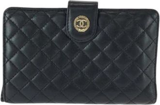 Chanel Pre-owned Vintage Middle Wallet (bi-fold) - Dames - Vintage Accessoires - Zwart - ONE Size - Leer - Vintage