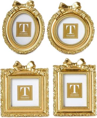 Two's Company Set Of 4 Vintage Mini Photo Frames With Accent Bow