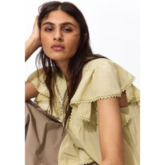 H&M Lace-inset blouse in Yellow at Nordstrom, Size X-Small