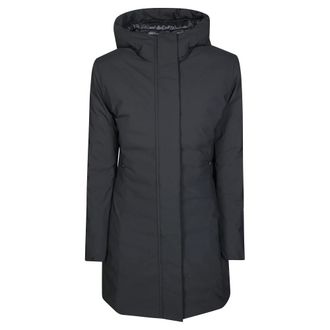 Save The Duck Jassen, Dames, Zwart, M, Geknoopte Jas met Capuchon