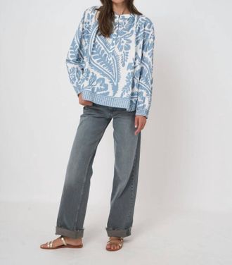 Repeat Cotton Oversized Pattern Blouse In Denim