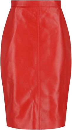 Saint Laurent Pencil Skirts, female, Red, XS, Back Slit Pencil Skirt