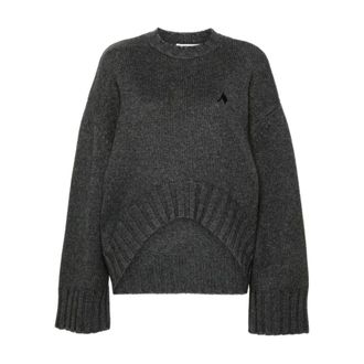 The Attico Round-neck Knitwear, female, Gray, S, Wool-Cashmere Jumper Ribbed Knit