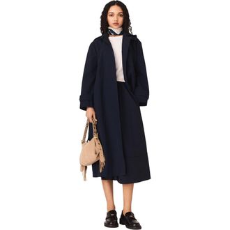 Maje Removable rhinestone-hood trench in Navy at Nordstrom, Size 34 Eu