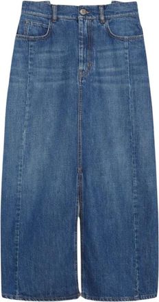 Max Mara Denim Maxi Rok met Zakken - Dames - Spijkerrokken - Blauw - M - Denim - Rokken