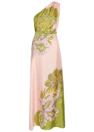 La DoubleJ LA Double J Roy Printed Belted Silk Maxi Dress - Pink - XL (UK16 / XL)