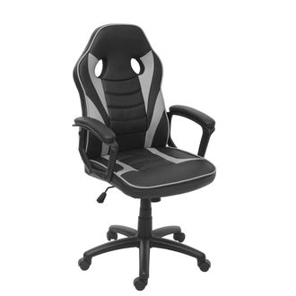 Hhg Poltrona Sedia Gaming Ufficio Girevole Regolabile Hhg-063 Ergonomica Ecopelle Nero E Grigio