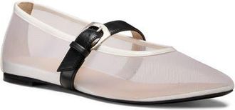 Stuart Weitzman Sai Bareitall Mary Jane in White/Blanco/Black at Nordstrom, Size 6.5