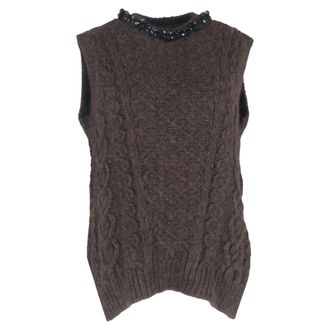 Simone Rocha Bead-Embellished Vest in Brown Alpaca