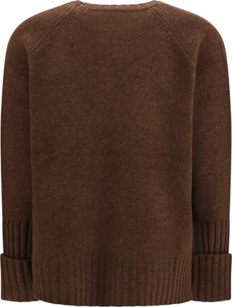 Tory Burch Womens Wool Sweater Dark Roast Merino Ovis Aries