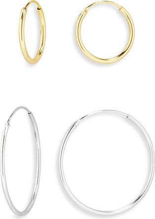 Argento Vivo Set of 2 Two-Tone Sterling Silver Hoop Earrings in Gold/Silver at Nordstrom Rack