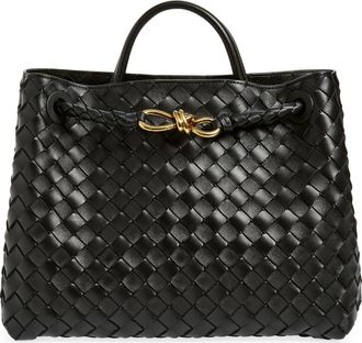 Bottega Veneta Medium Andiamo Intrecciato Leather Shoulder Bag in 1139 Black-M Brass-Black at Nordstrom