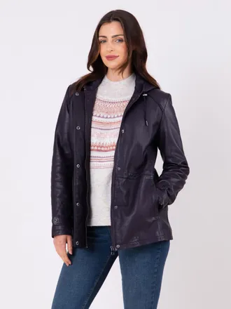 Lakeland Leather Womens Patterdale Hooded Coat in Plum - Purple - Size 20 UK