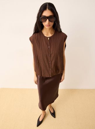 Icone Womens Pleated texture sleeveless bubble vest