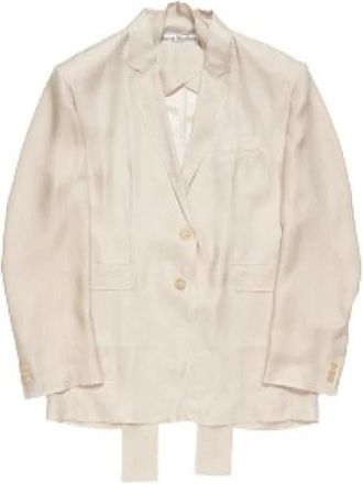 Acne Studios Enkelrijige geruite jas - Dames - Zomerjassen - Beige - S - Leer - Jassen