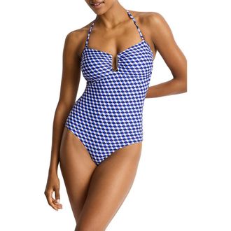 Sea Level Australia Solara Bar Bandeau One-Piece Swimsuit in Blue at Nordstrom, Size 10 Us