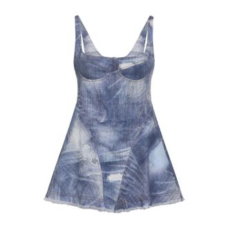 Roberto Cavalli Short Dresses, female, Blue, Size: 2XS Flared Dress