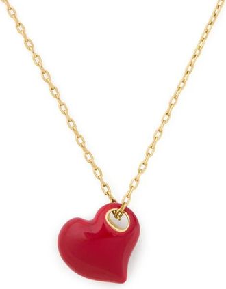 Kate Spade New York puffy heart pendant necklace in Dark Scarlet at Nordstrom