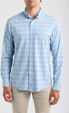 Johnnie-O Basswood Plaid Performance Long Sleeve Button Down Shirt in Maliblu at Nordstrom, Size Xx-Large