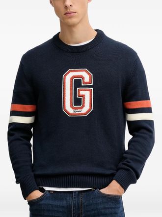 GANT appliqué striped-sleeve sweater - Blauw