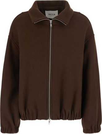 Jucca Bomberjack met hoge kraag en verlaagde schouders in wolmix - Dames - Bomber jackets - Bruin - M - Wol - Jassen