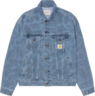 Carhartt Work in Progress Jassen, Heren, Blauw, L, Katoen, Duck Helston Jacket