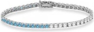 Allurez Diamond & Aquamarine Eternity Tennis Bracelet 14K White Gold (6.86ct)