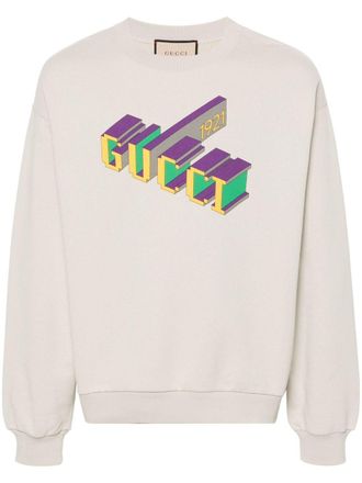 Gucci Katoenen sweater met logoprint - Beige