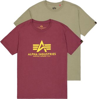 Alpha Industries T-Shirt ALPHA INDUSTRIES Basic T-Shirt BL 2 Pack, Herren, Gr. XXL, bunt (olive, burgundy), Obermaterial: 100% Baumwolle, Shirts T-Shirt