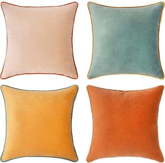 OEM Fundas De Coj&iacute;n Decorativas De Terciopelo, Juego De 4 Piezas (45 X 45 Cm), Doble Cara Rosa/azul, Se Permite Combinar Los Colores, Rellenos De Almohada