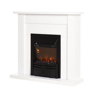 HOMCOM Homcom - Chimenea El&eacute;ctrica Con Temporizador Termostato Luz De 5 Niveles 102x30x95 Blanco