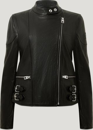 Belstaff Russo Jacket Womens Semi Veg Tan Leather Black Size UK 10