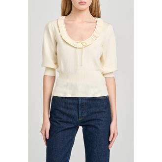 Wayf Paulina Puff Sleeve Sweater in Cream at Nordstrom, Size X-Large