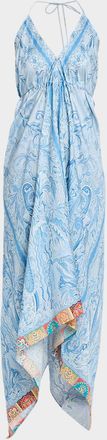 Etro Paisley Silk Asymmetric Maxi Dress Coverup